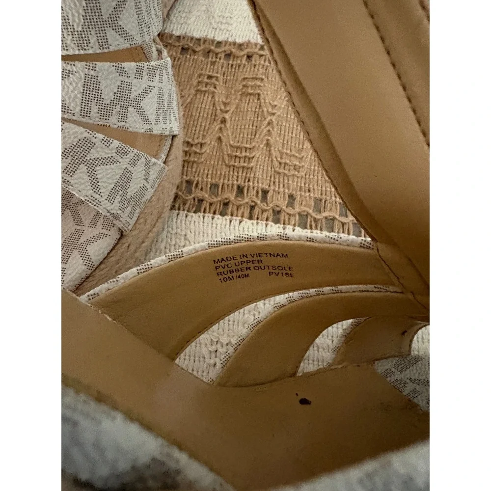 Michael Kors Wedge Espadrille Sandals Vanilla Logo Size 10